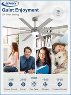 66" Ceiling Fans with Lights: Large