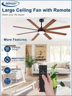 66" Ceiling Fans with Lights: Large