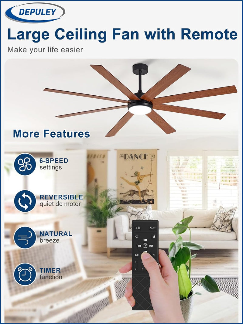 66" Ceiling Fans with Lights: Large