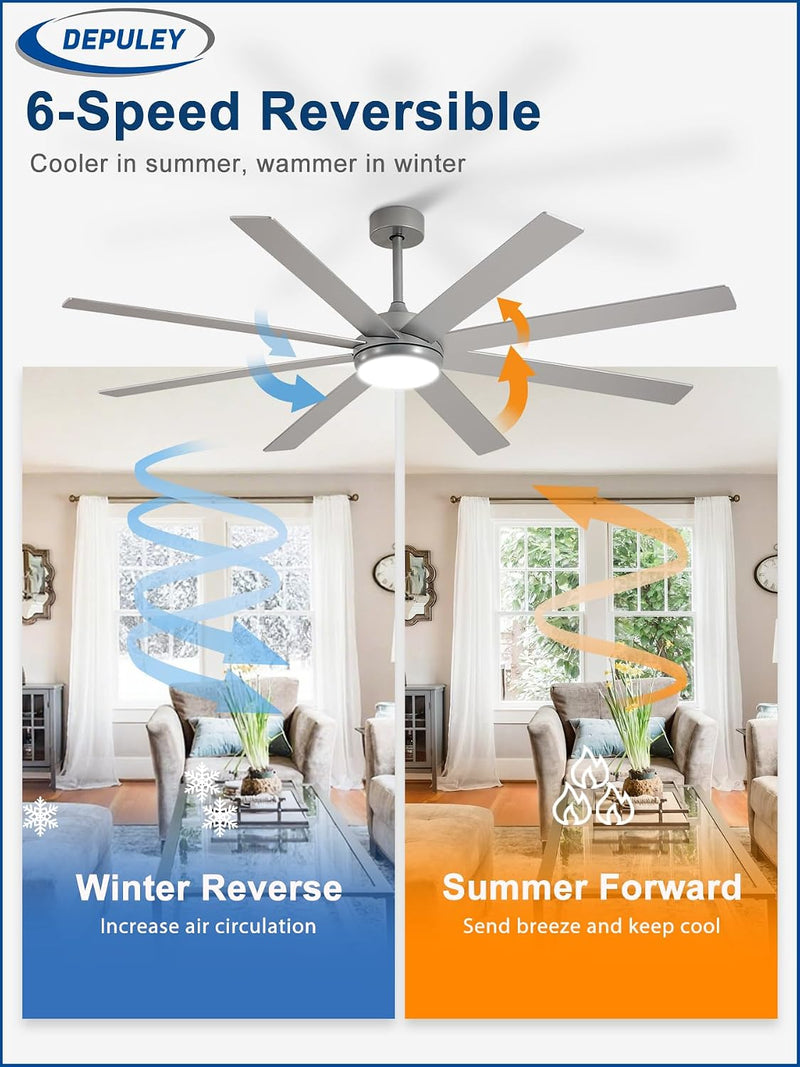 66" Ceiling Fans with Lights: Large