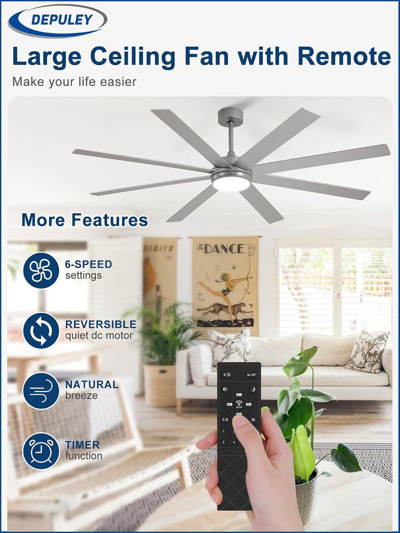 66" Ceiling Fans with Lights: Large