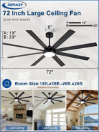 66" Ceiling Fans with Lights: Large