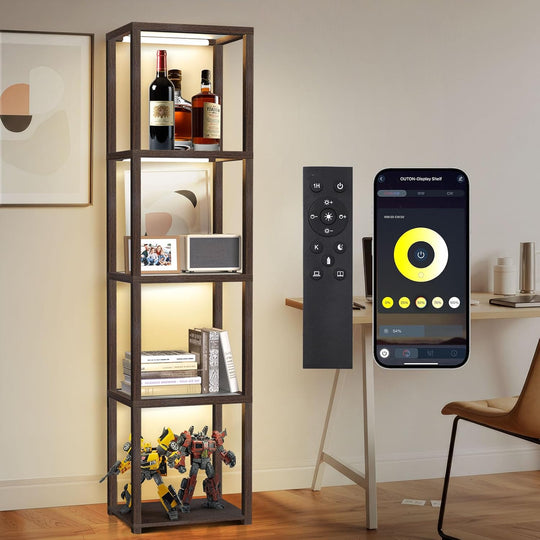 67" Glass Display Shelf with Dimmable LED Floor