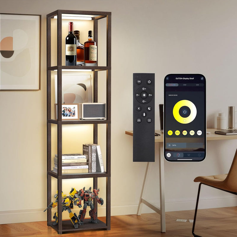 67" Glass Display Shelf with Dimmable LED Floor