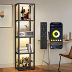 67" Glass Display Shelf with Dimmable LED Floor