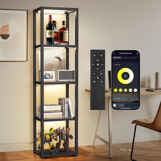 67" Glass Display Shelf with Dimmable LED Floor