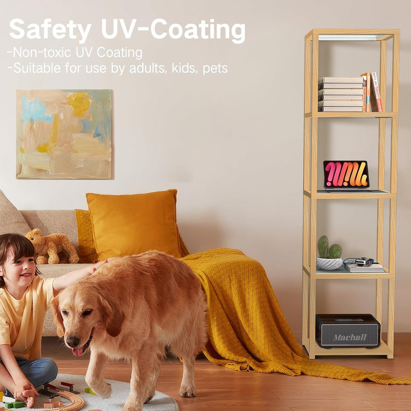 67" Glass Display Shelf with Dimmable LED Floor