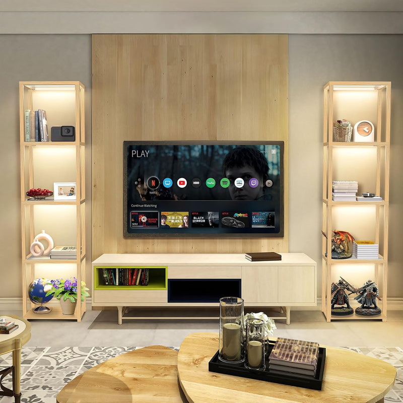 67" Glass Display Shelf with Dimmable LED Floor
