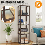 67" Glass Display Shelf with Dimmable LED Floor