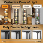 67" Glass Display Shelf with Dimmable LED Floor