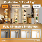67" Glass Display Shelf with Dimmable LED Floor