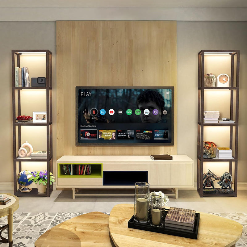 67" Glass Display Shelf with Dimmable LED Floor