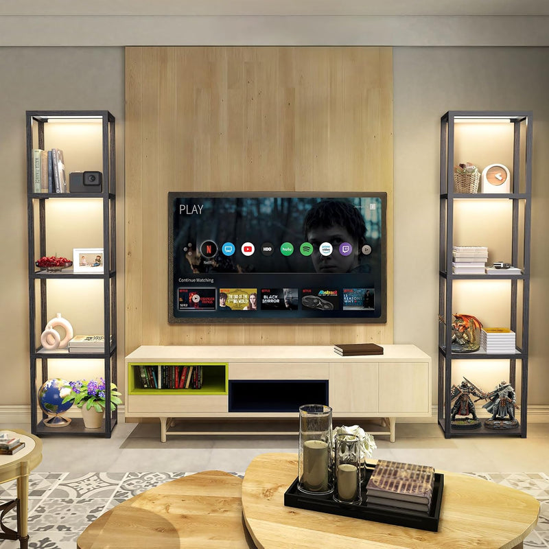 67" Glass Display Shelf with Dimmable LED Floor