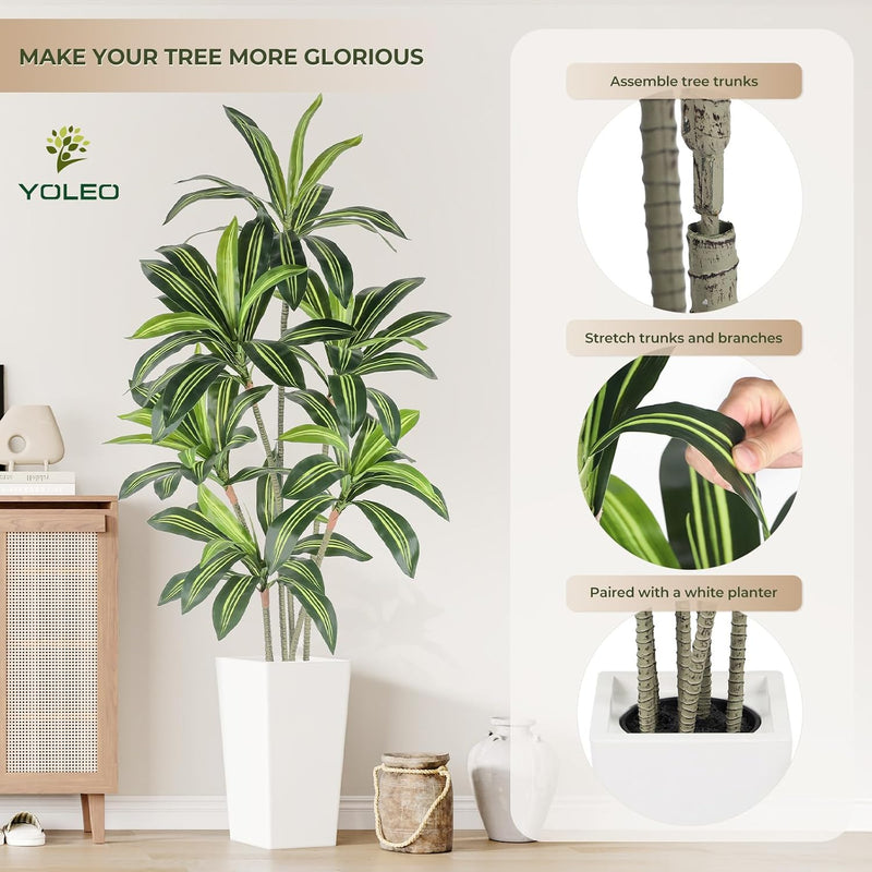 6FT Artificial Dracaena Tree with Tall Pot