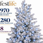 6FT Pre-Lit Royal Snow Fir Christmas Tree