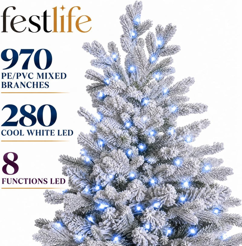 6FT Pre-Lit Royal Snow Fir Christmas Tree