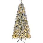 6FT Pre-Lit Slim Snow Flocked Christmas Tree
