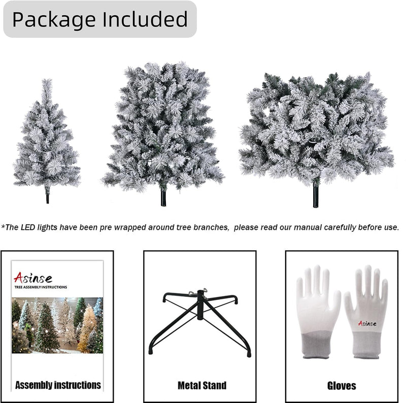 6FT Pre-Lit Slim Snow Flocked Christmas Tree