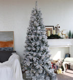 6FT Pre-Lit Slim Snow Flocked Christmas Tree