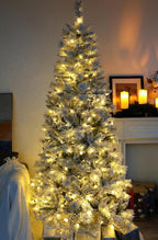 6FT Pre-Lit Slim Snow Flocked Christmas Tree
