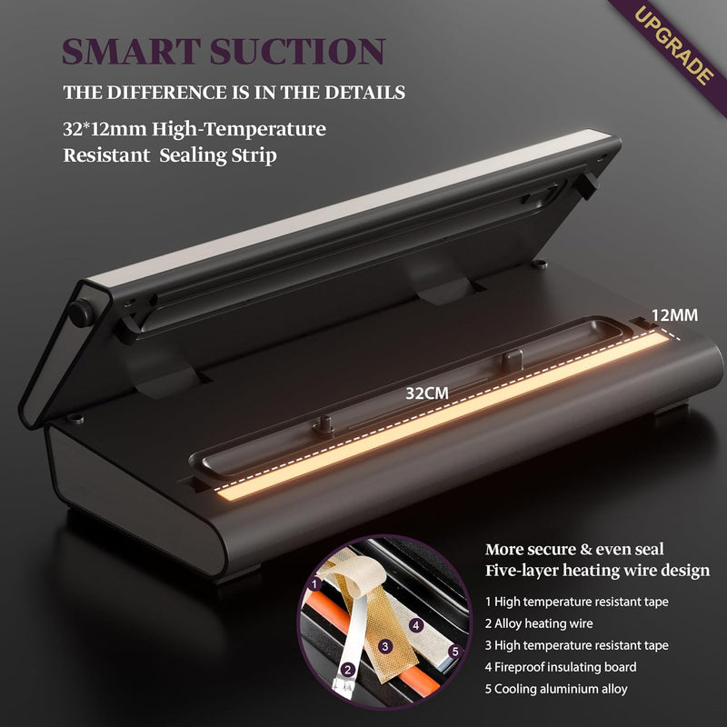 6in1 Vacuum Sealer Dry Moist Modes 2 Bag