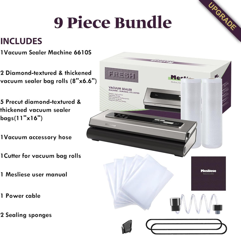 6in1 Vacuum Sealer Dry Moist Modes 2 Bag