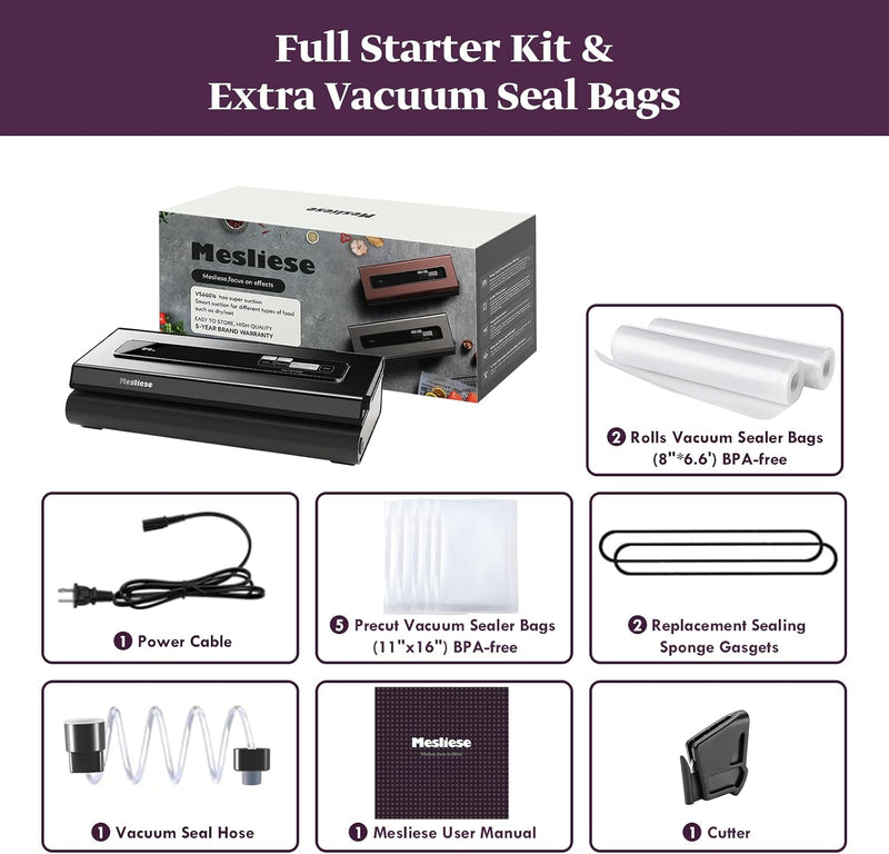 6in1 Vacuum Sealer Dry Moist Modes 2 Bag
