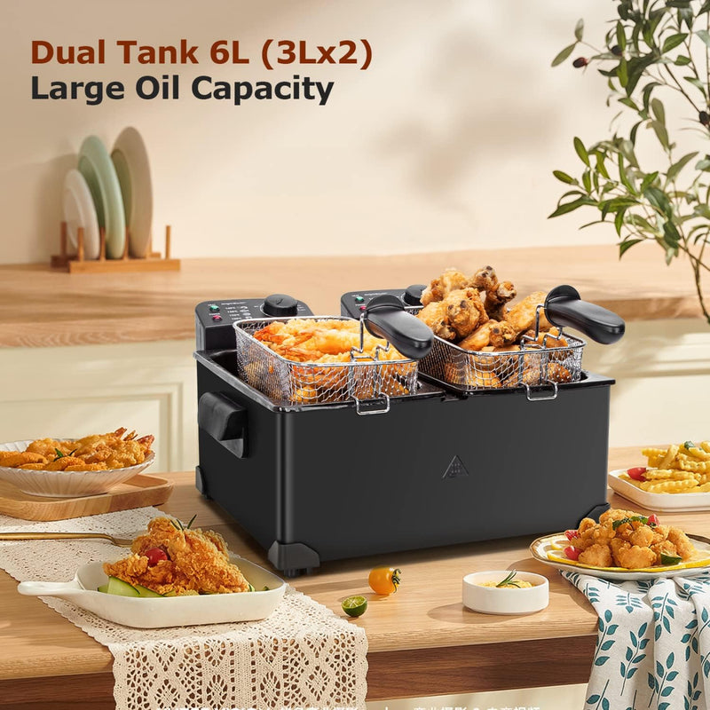 6L Dual Tank Deep Fat Fryer Stainless Steel
