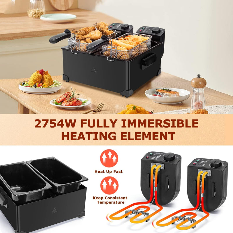 6L Dual Tank Deep Fat Fryer Stainless Steel