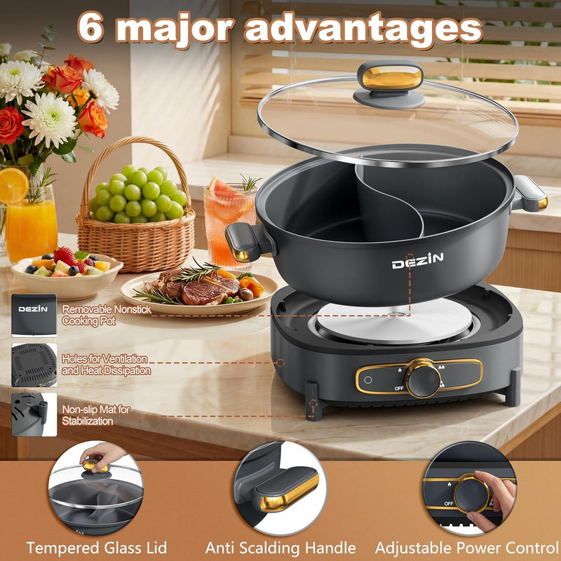 6L Hot Pot Electric with Divider Shabu Power