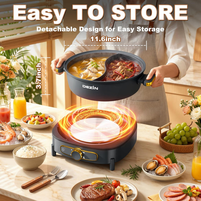 6L Hot Pot Electric with Divider Shabu Power