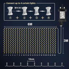 6m X 3m 600led Plug in Curtain Fairy (2 Pack)