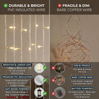 6m X 3m 600led Plug in Curtain Fairy (2 Pack)