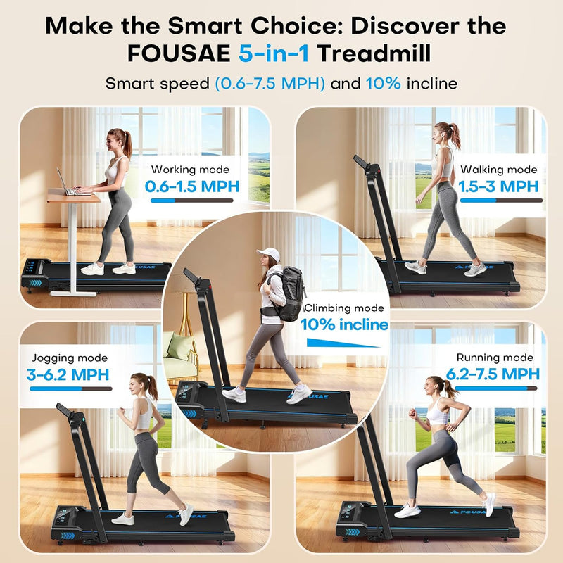 7.5MPH Treadmills for Home Foldable 5-In-1 Walking