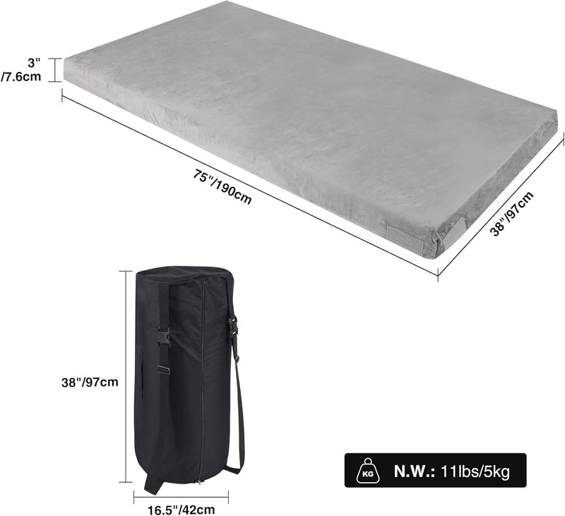 7.6CM Thick Memory Foam Camping Mattress Detachable Outer