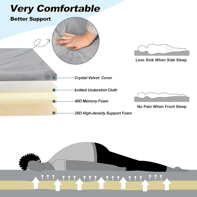 7.6CM Thick Memory Foam Camping Mattress Detachable Outer