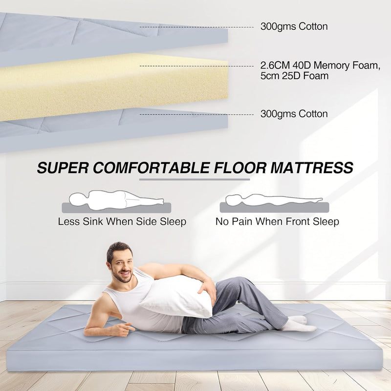7.6CM Thick Memory Foam Camping Mattress Detachable Outer