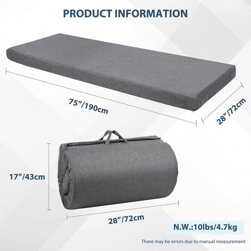 7.6CM Thick Memory Foam Camping Mattress Detachable Outer