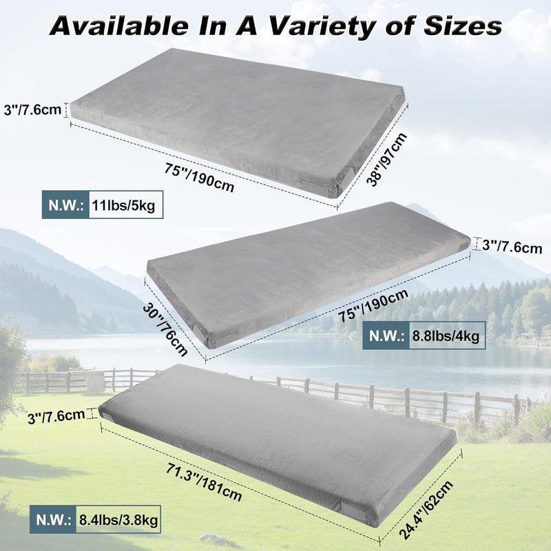 7.6CM Thick Memory Foam Camping Mattress Detachable Outer