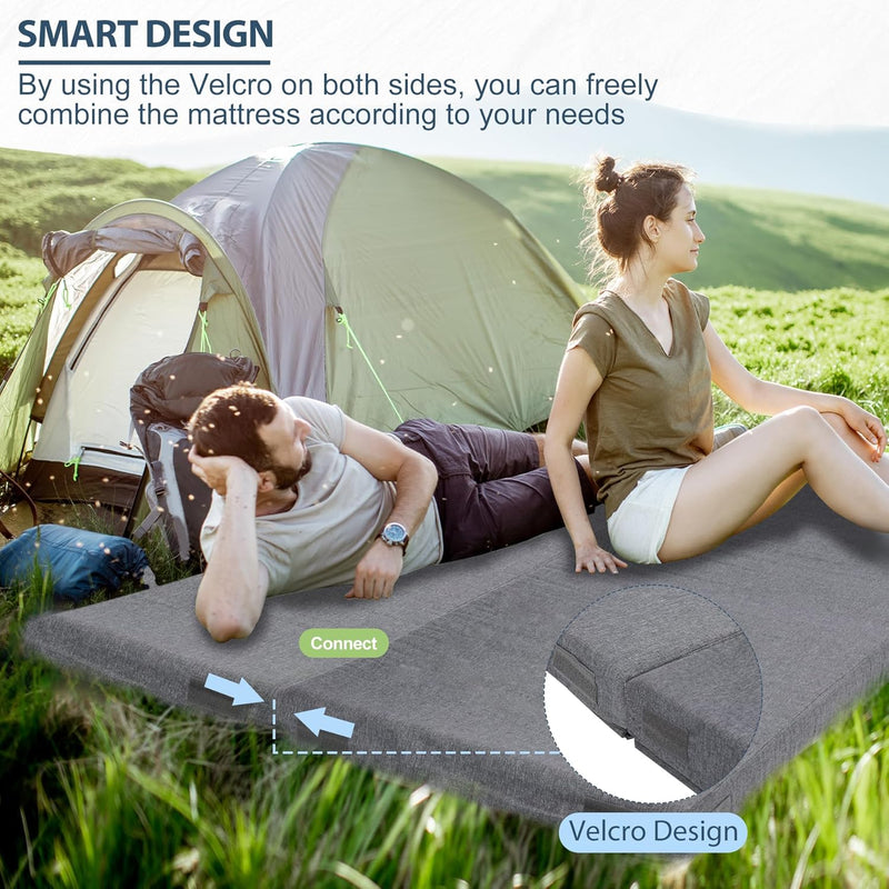 7.6CM Thick Memory Foam Camping Mattress Detachable Outer
