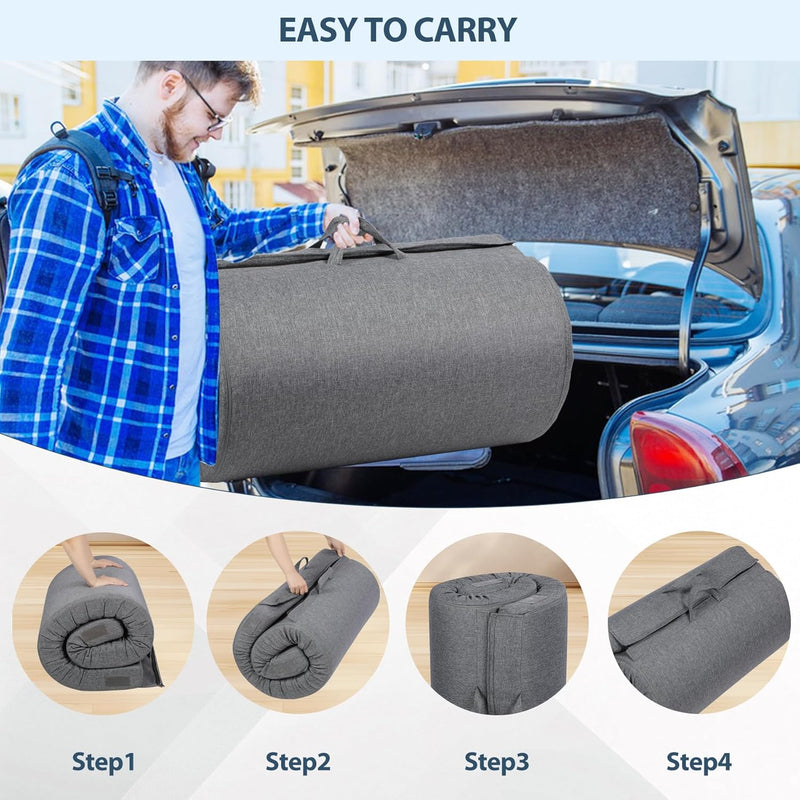 7.6CM Thick Memory Foam Camping Mattress Detachable Outer