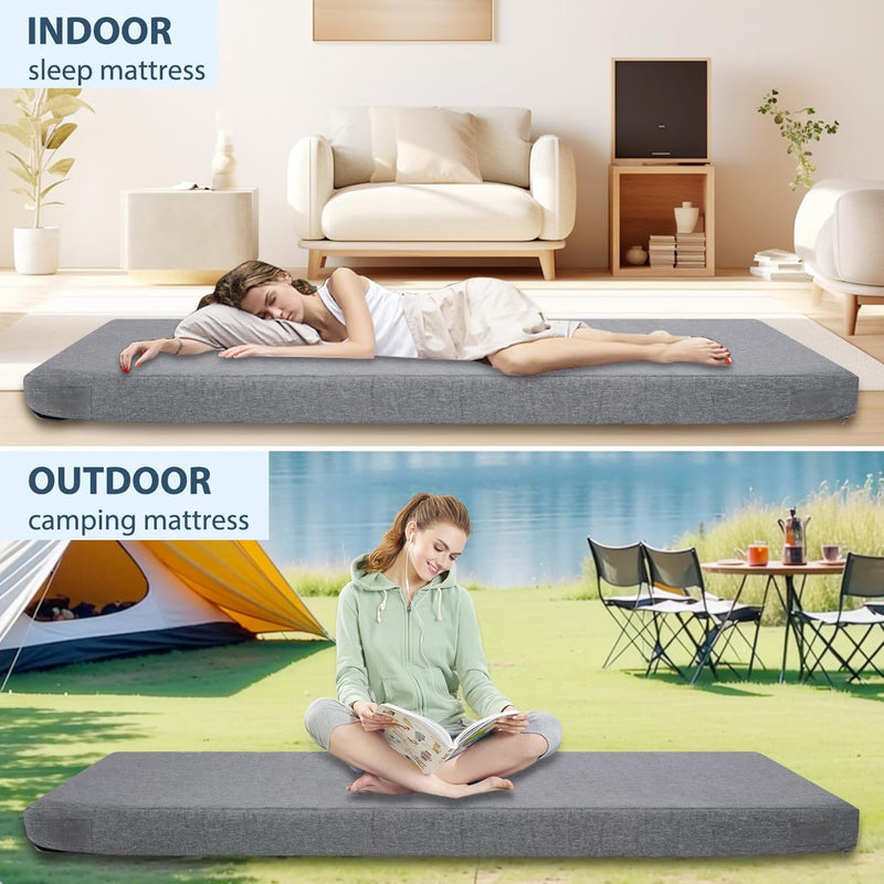 7.6CM Thick Memory Foam Camping Mattress Detachable Outer