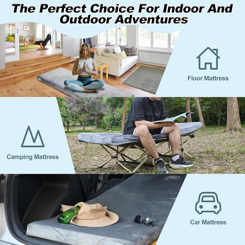 7.6CM Thick Memory Foam Camping Mattress Detachable Outer
