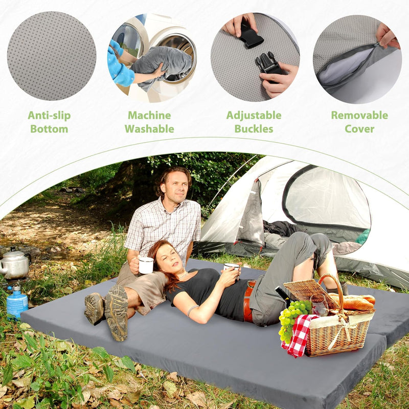 7.6CM Thick Memory Foam Camping Mattress Detachable Outer