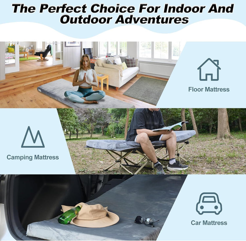 7.6CM Thick Memory Foam Camping Mattress Detachable Outer