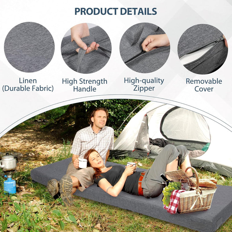 7.6CM Thick Memory Foam Camping Mattress Detachable Outer