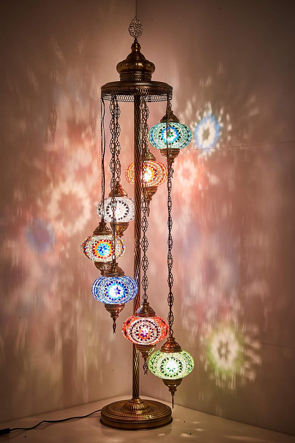 7 Big Globes Turkish Moroccan Colourful Mosaic