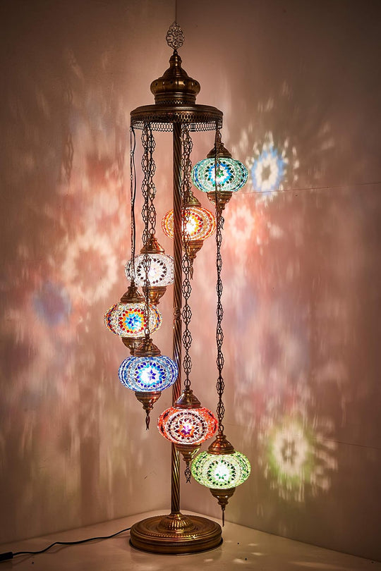 7 Big Globes Turkish Moroccan Colourful Mosaic