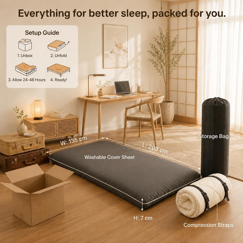 7 Layer Memory Foam Japanese Futon Mattress