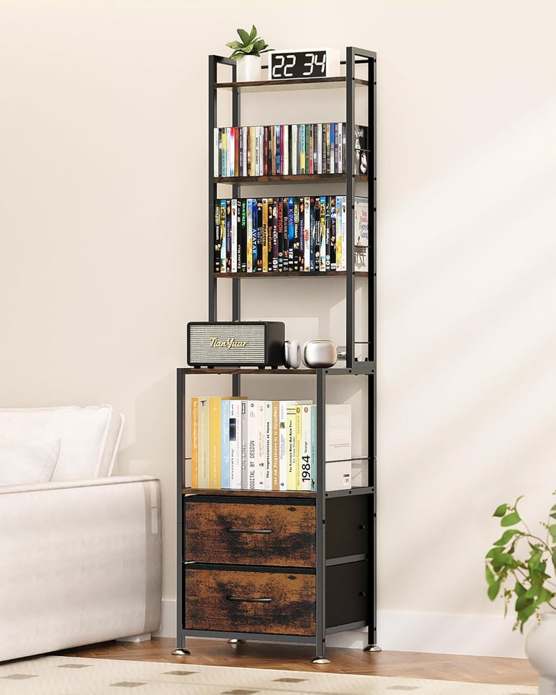 7-Tier Cd Storage Rack with 2 Drawers Record